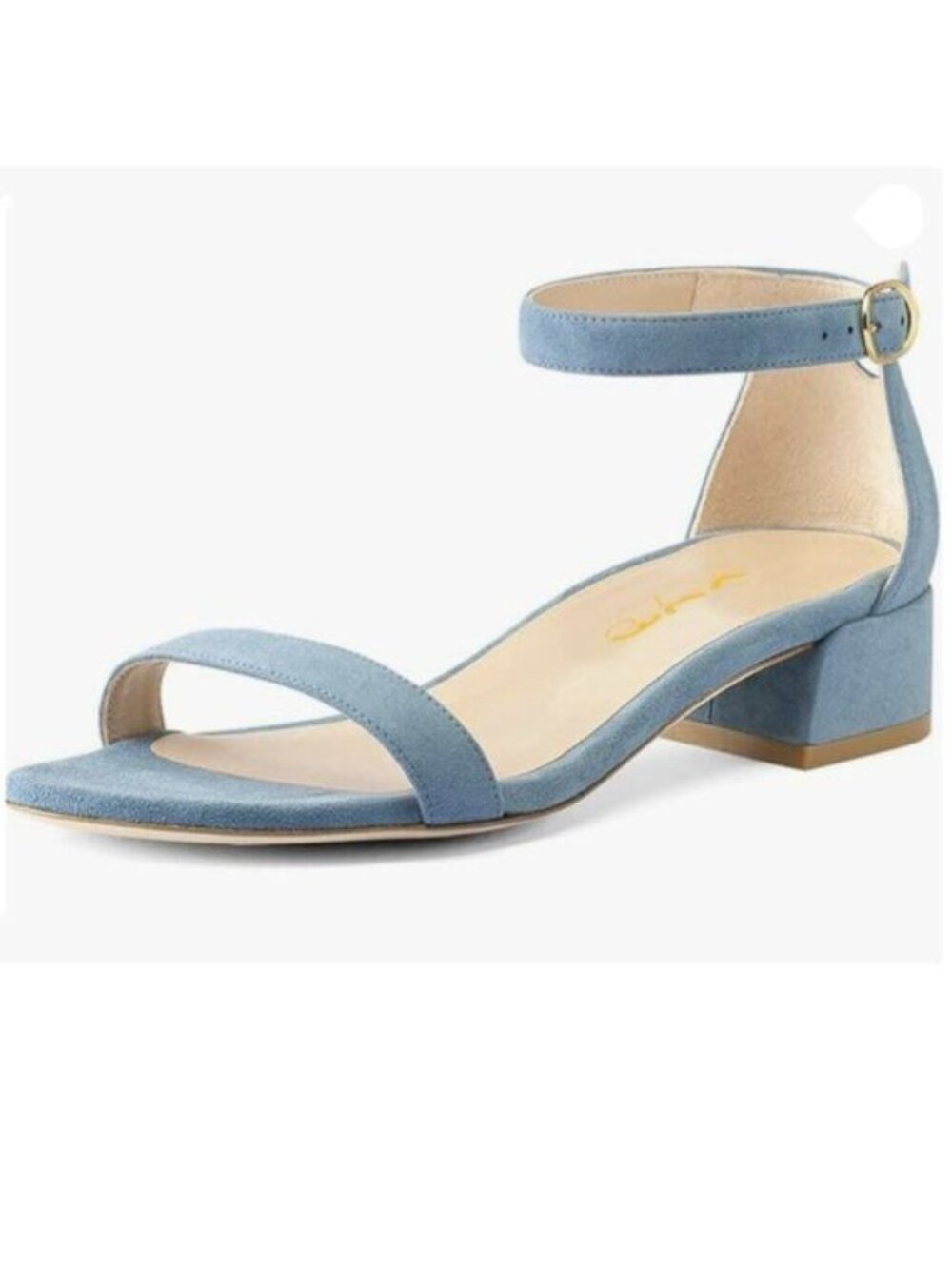 XYD Heels for Women Open Toe Sandals Buckled Low Chunky Block Pump Shoes Blue